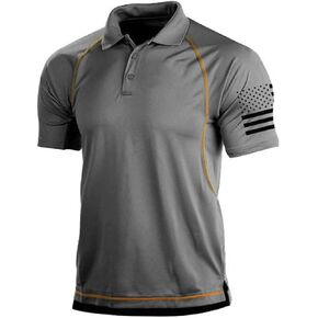 HARGLESMAN Men's 1776 Independence Day American Flag Short Sleeve Polo Golft Shirt(S-3XL)