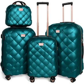 4 Piece Luggage Set,Lightweight Carry on Luggage,Carry on Suitcase,Polycarbonate Expandable Hard Case Luggage with Wheels,Travel Pro Carry-On Luggage,TSA LOCK,ELEPHANTSKIN