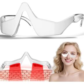 Under Eye Light Therapy Device, Red Light Therapy Glasses, 3 Modes Microcurrent Eye Massager, Red Light Eye Mask for Eye Bags Dark Circles Puffiness Wrinkles Fine Lines