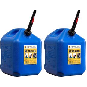 Midwest Can 7610 Durable Auto Shut Off 5 Gallon Kerosene Can with FlameShield Safety System & Quick-Flow Spout - Blue - 2 Pack