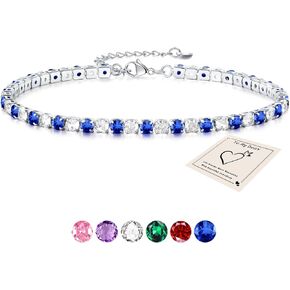 Ankle Bracelet for Women, Adjustable Slider Anklet Sparkling Cubic Zirconia Summer Ankle Chain Anniversary Birthday Graduation Jewellery Gift for Women Men with Gift Card & Box