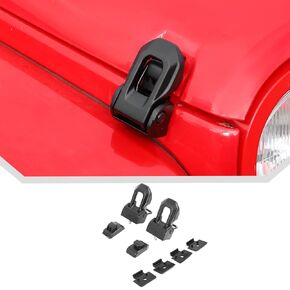 JeCar Aluminum Hood Latches for Jeep Wrangler JK JKU 2007-2018 Jeep Wrangler JL JLU 2018-2023 Gladiator JT 2020-2023 Hood Latches Locking Kit (A Style)