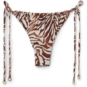 Woman's Brazilian Swimsuit Bottom Brown Zebra