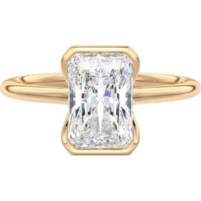 2.40 Ct Radiant Cut Half Bezel Set Moissanite Engagement Ring in 10K Solid Gold Solitaire Promise Ring for Her Wedding Ring