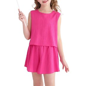Cute Clothes for Girl Summer Outfits Kids Sleeveless Crop Tank Top Shorts Tween Girls Trendy Clothing Set Size 8-12