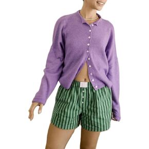 Women Casual Cardigan Sweater Lightweight Loose Crewneck Button Down Long Sleeve Basic Knit Tops