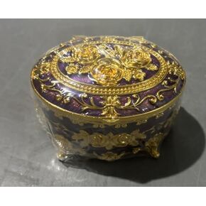 Hipiwe Vintage Metal Box Small Trinket Storage Organizer Box Rose Pattern Jewelry Storage Box For Rings Earrings Necklace