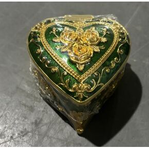 Hipiwe Heart Shape Jewelry Box Small Green Trinket Storage Organizer Box Vintage Jewelry Box Case for Ring Necklace