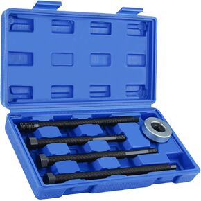 Long Reach Harmonic Balancer Installer Set Crank Pulley Removal Tool Damper Puller Kit with 4 Adapters & Nut Bearing