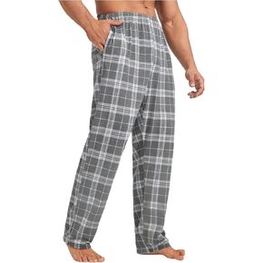 WDIRARA Men's Flannel Pajama Pants Plaid Elastic Waist Sleep Bottoms Lounge