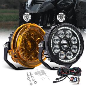 COLIGHT 4 inch Round Motorcycle Lights LED Pod Lights 2 Modes Offroad Work Lights Spotlight LED Driving Light with Waterproof Wiring Harness Kit
