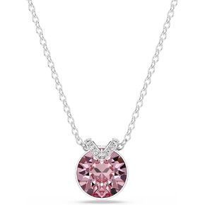 Swarovski Birthstone Pendant Necklace Collection, Square-Cut Stone and Crystals, Rhodium Finish