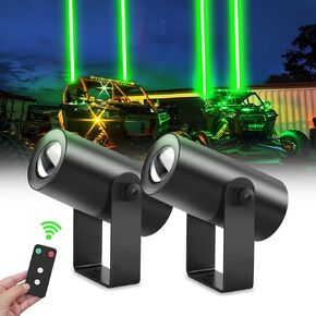 CO LIGHT Whipless LED Whip Lights for UTV/ATV/SXS 2PCS Green Spot Beam Pods with Remote & Switch, Off Road Chase Lights Compatible with RZR Can-Am Maverick X3 Dune Buggy Golf Cart Truck etc
