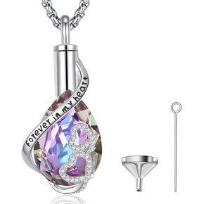 Vito Sterling Silver Urn Necklace for Ashes, Customized Cross/Heart/Angel Wings/Tree of Life/Cardinal Cremation Keepsake Jewelry Memorial Funeral Gift for Women Men, 22" in Kuwait