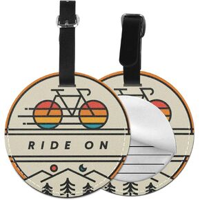 Luggage Tag Cycling Cycle Street Bike Lover, Pu Leather Bag Travel Suitcases Id Identifier Baggage Label for Women Men Boys Girls