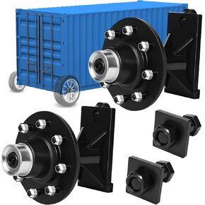 Heavy-Duty 8 Lug Shipping Container Wheels Kit with Axles, 8x6.5 Bolt-on Spindle Kit for Moving 20ft & 40ft Empty Containers, Shipping Container Accessories (2 Pack)