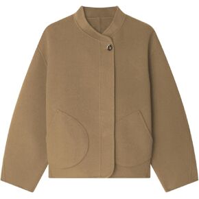 Womens Winter Coats Trendy Pea Coat Oversized Long Sleeve Jackets Short Casual Outerwear with Pockets in Kuwait