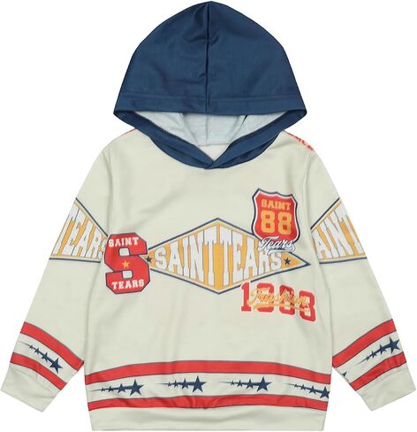 Boys Casual Hoodies Jersey Hoodie Pullover Letter Print Y2K Hooded Vintage Sweatshirt for Kids (2-7 Years) in Saudi Arabia