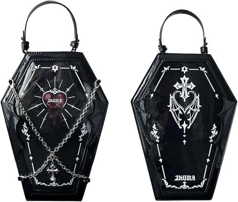 Ita Bag Backpack Gothic Coffin Purses and Handbags for Women Halloween Shoulder Bag with Insert and Chains (Red) in Saudi Arabia