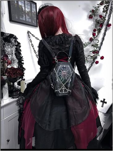 Ita Bag Backpack Gothic Coffin Purses and Handbags for Women Halloween Shoulder Bag with Insert and Chains (Red) in Saudi Arabia