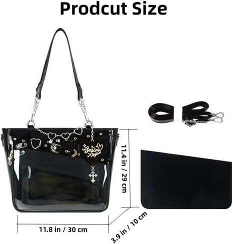 Love-Chains Ita Bag Pins Display Single Shoulder Crossbody Bag PU Leather Big Capacity Handbag Chain Clear Purse with Insert (Red) in Saudi Arabia