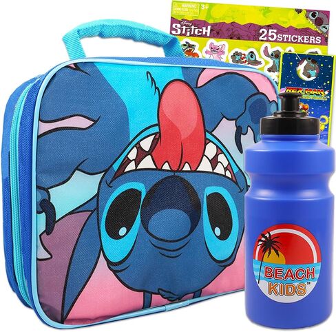 Fast Forward Lilo و Schitch Lunch Box - حزمة مع Lilo و Schitch Lunch Bag ، وزجاجة ماء ، وملصقات غرزة | حاوية غداء ليلو وغرزة in Saudi Arabia