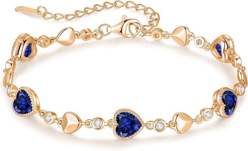 LOUISA SECRET Birthstone Bracelets for Women, 925 Sterling Silver or Brass Plated with Rose Gold Charm Link Bracelets Birthday Anniversary Christmas Gift for Women Wife Mom Girlfriend Lady in Saudi Arabia