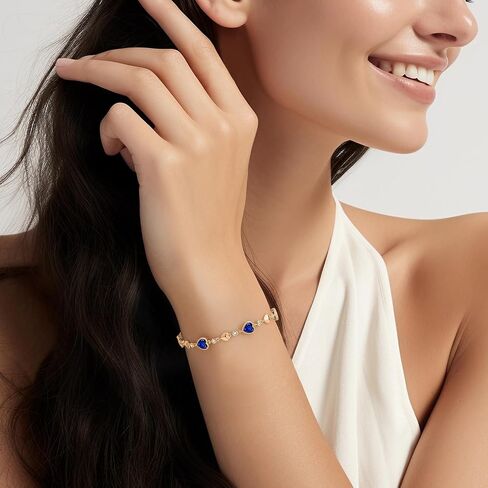 LOUISA SECRET Birthstone Bracelets for Women, 925 Sterling Silver or Brass Plated with Rose Gold Charm Link Bracelets Birthday Anniversary Christmas Gift for Women Wife Mom Girlfriend Lady in Saudi Arabia