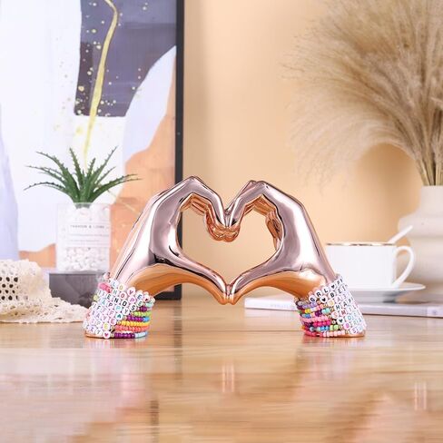 Pink heart and hand sculptures and statues, hand and heart sculptures home decor, heart and hand decor bohemian wedding decor for edgy room coffee table office living room bedroom bookshelf decor. in Saudi Arabia