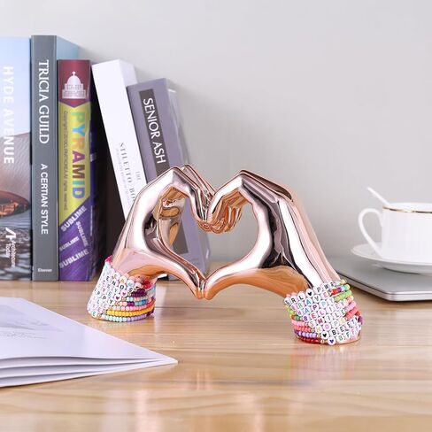 Pink heart and hand sculptures and statues, hand and heart sculptures home decor, heart and hand decor bohemian wedding decor for edgy room coffee table office living room bedroom bookshelf decor. in Saudi Arabia