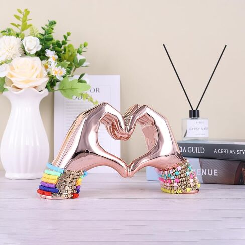 Pink heart and hand sculptures and statues, hand and heart sculptures home decor, heart and hand decor bohemian wedding decor for edgy room coffee table office living room bedroom bookshelf decor. in Saudi Arabia