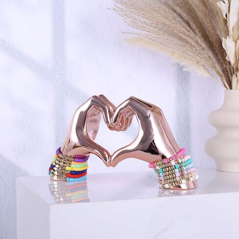 Pink heart and hand sculptures and statues, hand and heart sculptures home decor, heart and hand decor bohemian wedding decor for edgy room coffee table office living room bedroom bookshelf decor. in Saudi Arabia
