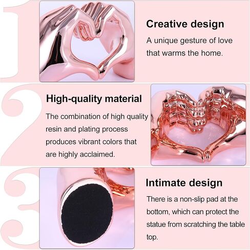 Pink heart and hand sculptures and statues, hand and heart sculptures home decor, heart and hand decor bohemian wedding decor for edgy room coffee table office living room bedroom bookshelf decor. in Saudi Arabia
