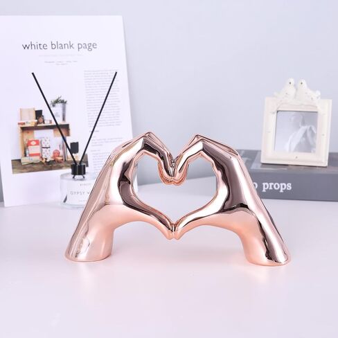 Pink heart and hand sculptures and statues, hand and heart sculptures home decor, heart and hand decor bohemian wedding decor for edgy room coffee table office living room bedroom bookshelf decor. in Saudi Arabia