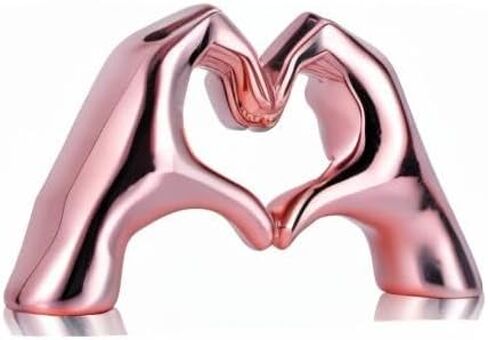 Pink heart and hand sculptures and statues, hand and heart sculptures home decor, heart and hand decor bohemian wedding decor for edgy room coffee table office living room bedroom bookshelf decor. in Saudi Arabia