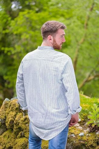 Lee Valley - Genuine Irish Cotton Flannel Grandfather Shirt - Men's (X-Large, LV11 Plain Blue) in Saudi Arabia