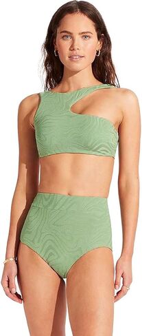 Seafolly Women's High Waisted Full Coverage Low Legline Bikini Bottom Swimsuit in Saudi Arabia