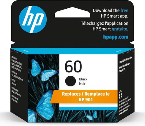 HP 60 | 2 Ink Cartridges | Black | Works with HP DeskJet D2500 Series, F2430, F4200 Series, F4400 Series, HP ENVY 100, 110, 111, 114, 120, HP Photosmart C4600 Series, C4700 Series, D110a | CC640WN in Saudi Arabia
