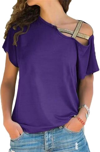 Andongnywell Women's Plus Size Loose Printed 3/4 Sleeve Chiffon Shirt Tunic Tops Round Neck top Blouse in Saudi Arabia