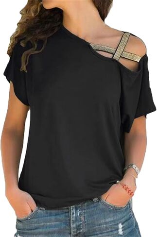 Andongnywell Women's Plus Size Loose Printed 3/4 Sleeve Chiffon Shirt Tunic Tops Round Neck top Blouse in Saudi Arabia
