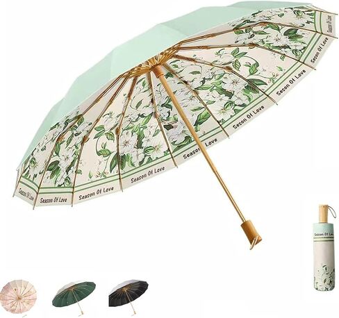 Folding umbrellas for rain and sun UPF 50+ UV Protection Windproof waterproofing and Strong Travel Essentials for Men Women 16 bones Wooden Handle pink umbrella for women in Saudi Arabia
