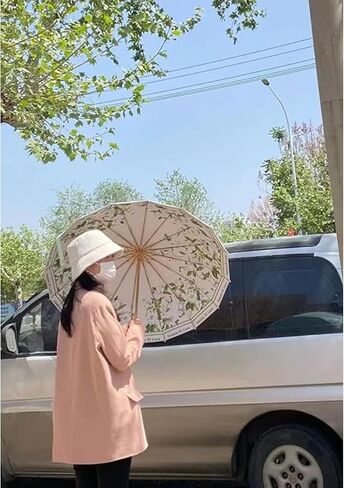 Folding umbrellas for rain and sun UPF 50+ UV Protection Windproof waterproofing and Strong Travel Essentials for Men Women 16 bones Wooden Handle pink umbrella for women in Saudi Arabia
