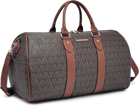 Women's Monogrammed PU Leather Duffel Bag - Scratch-Resistant Waterproof Multi-Pocket Design, Large Capacity Carry-On for Gym Yoga Work Weekender Travel​​ in Saudi Arabia