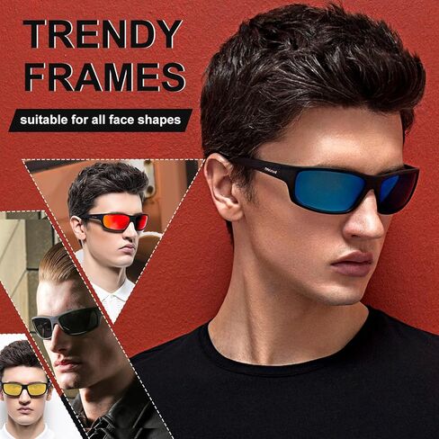 نظارة شمسية رياضية مستقطبة للرجال غير لامع تنتهي نظارات الشمس مرآة العدسة الأشعة فوق البنفسجية. in Kuwait