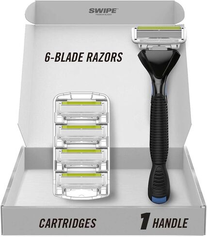 SWIPE Premium Men's 6-Blade Razor Kit (Flex Head Handle + 24 Refills) in Saudi Arabia