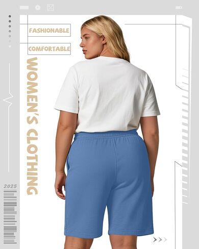 Riyiper 3 Pack Women's Plus Size Bermuda Shorts, Drawstring Elastic High Waist Loose Fit Casual Athletic Bottoms with Pockets in Saudi Arabia