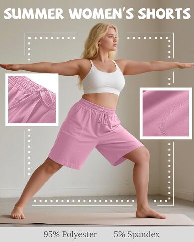 Riyiper 3 Pack Women's Plus Size Bermuda Shorts, Drawstring Elastic High Waist Loose Fit Casual Athletic Bottoms with Pockets in Saudi Arabia