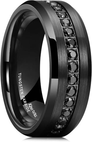 King Will Mens 8mm Men Tungsten Carbied Rings Cubic Zirconia Beads Bands Edernity Ring Cz. in Kuwait