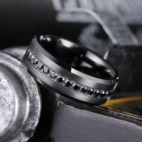 King Will Mens 8mm Men Tungsten Carbied Rings Cubic Zirconia Beads Bands Edernity Ring Cz. in Kuwait