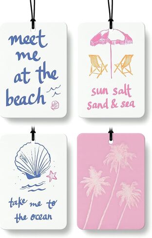 Blue Preppy Beach Car Air Freshener 4 Pcs, Coastal Preppy Beach Seashell Matchbox Bikini Hanging Air Freshener for Cars Closet Drawer Books, Blue Girly Car Accessories Mirror Decor for Women in Kuwait
